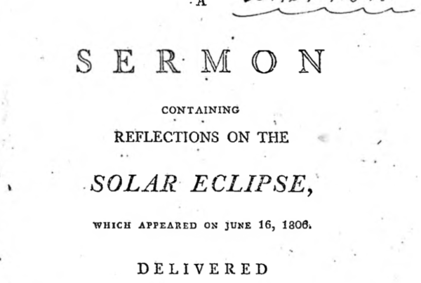 Joseph Lathrop, "A Sermon Containing Reflections on the Solar Eclipse," 1806